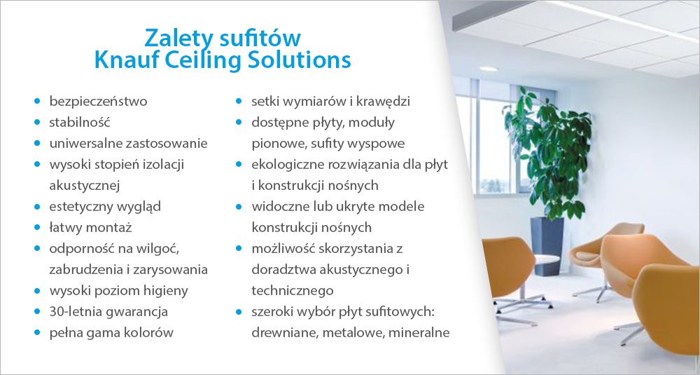 Zalety sufitów Knauf Ceiling Solutions